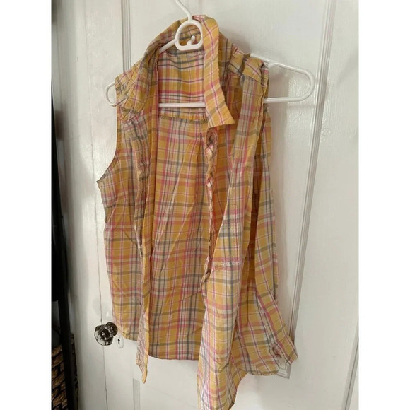 Women’s size Medium Yellow plaid vest - Picture 2 of 6